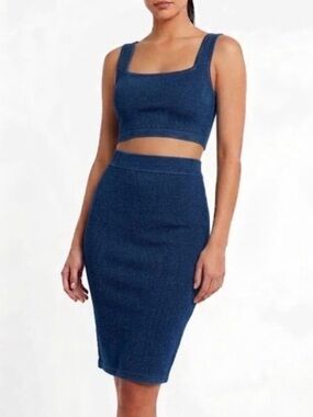 🌻NEW w/tags Susana Monaco Dark Denim Stretch Pencil Skirt Women's Size Small